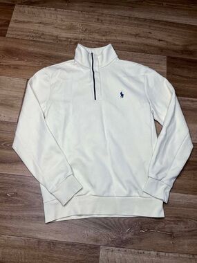 Polo Ralph Lauren Double-Knit Quarter-Snap Pullover Mens S Cream